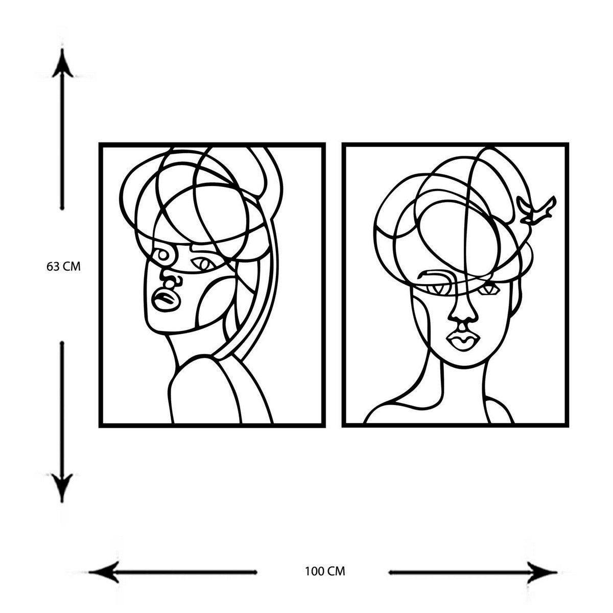 Decorazione in Metallo Donna 10, Nero, Metallo, 100x0,15x63 cm, DESIGN MANIA