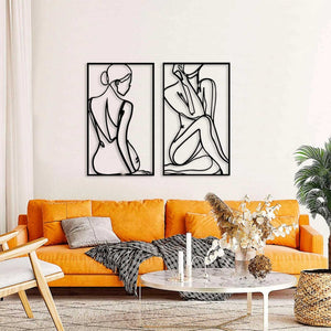 Decorazione in Metallo Donna 15, Nero, Metallo, 80x0,15x67 cm, DESIGN MANIA