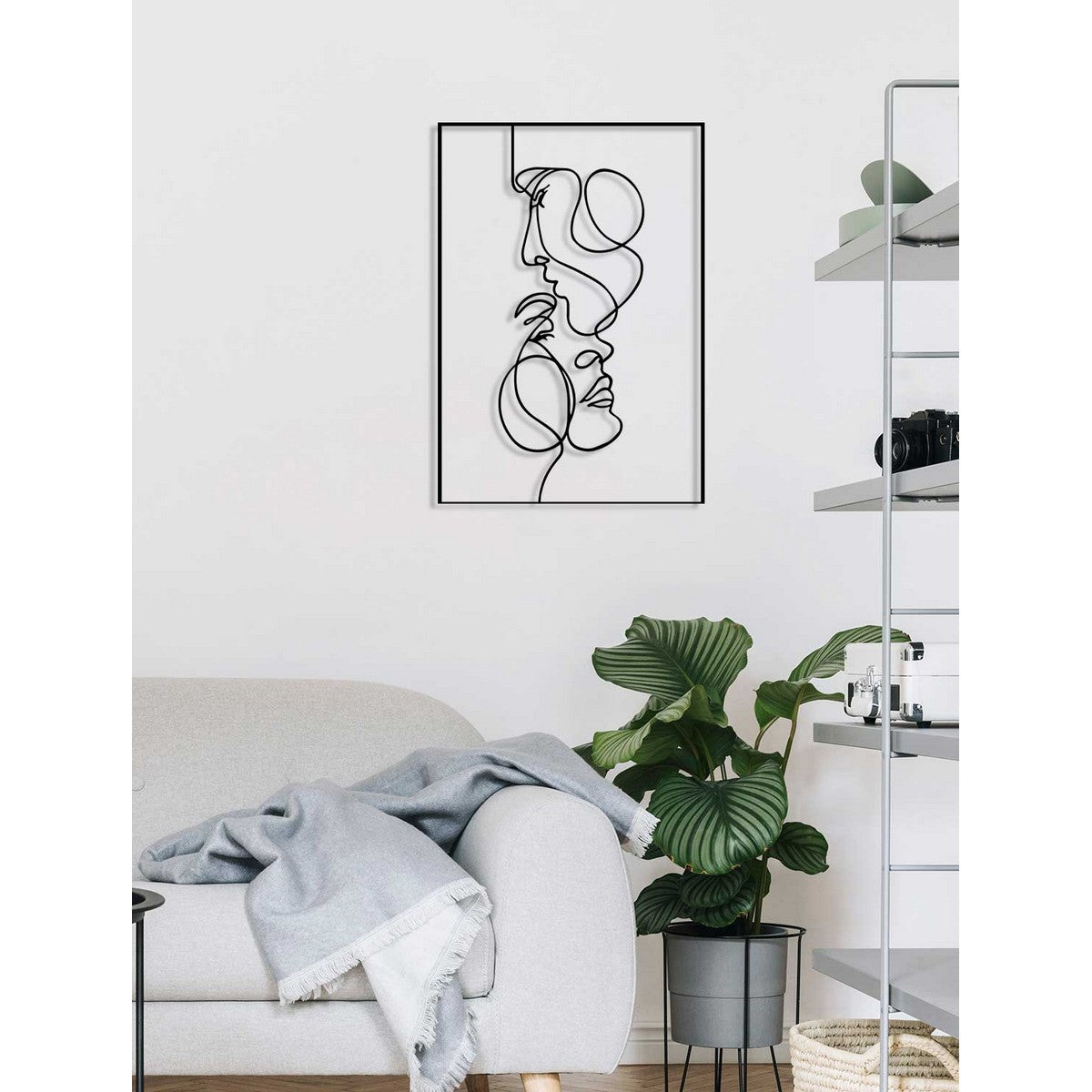 Decorazione in Metallo Volti 5, Nero, Metallo, 42x0,15x60 cm, DESIGN MANIA