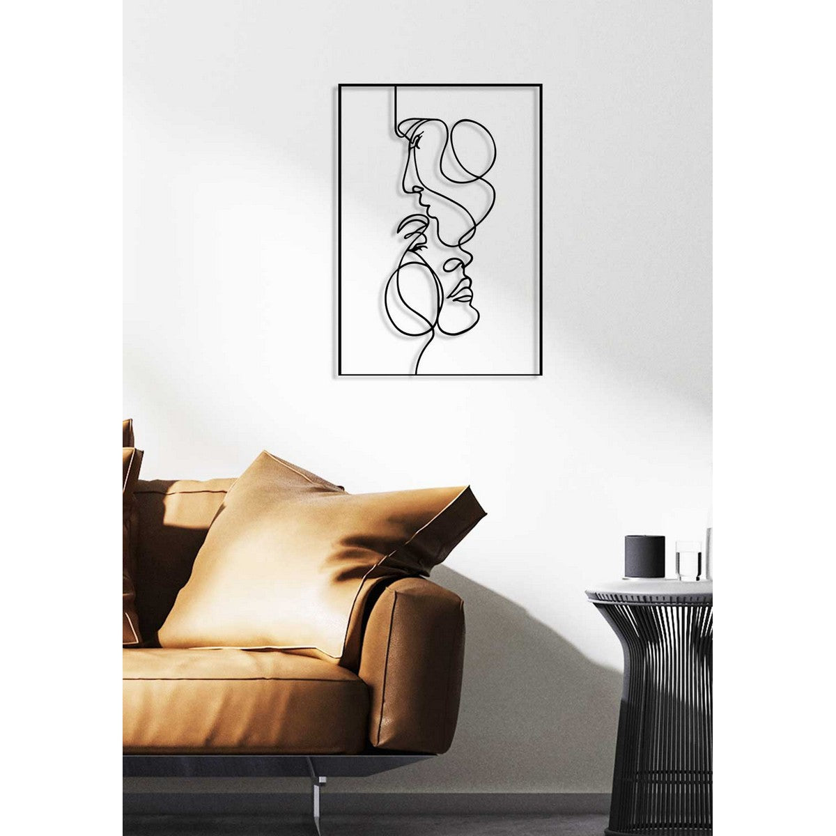 Decorazione in Metallo Volti 5, Nero, Metallo, 42x0,15x60 cm, DESIGN MANIA