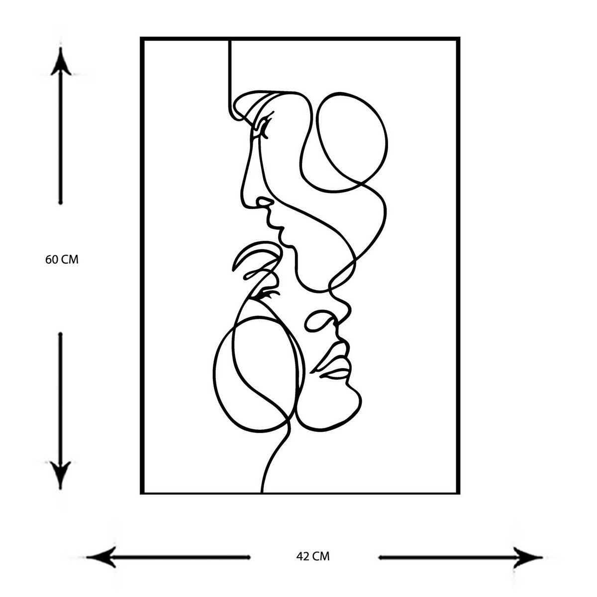 Decorazione in Metallo Volti 5, Nero, Metallo, 42x0,15x60 cm, DESIGN MANIA