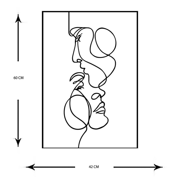 Decorazione in Metallo Volti 5, Nero, Metallo, 42x0,15x60 cm, DESIGN MANIA