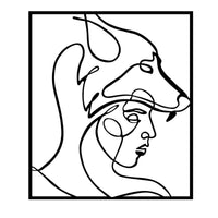 Decorazione in Metallo Donna Lupo, Nero, Metallo, 50x0,15x57 cm, DESIGN MANIA