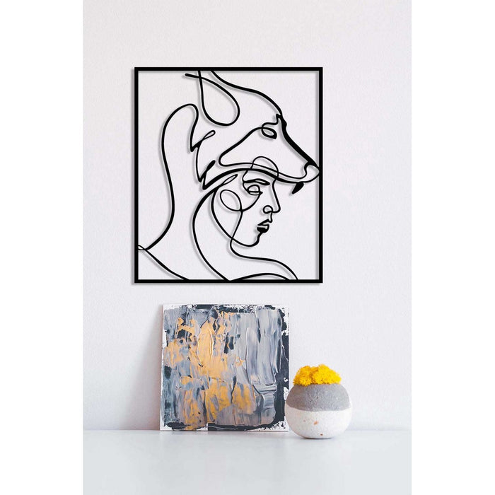 Decorazione in Metallo Donna Lupo, Nero, Metallo, 50x0,15x57 cm, DESIGN MANIA