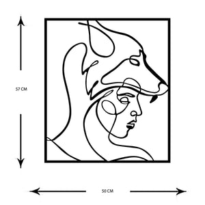 Decorazione in Metallo Donna Lupo, Nero, Metallo, 50x0,15x57 cm, DESIGN MANIA