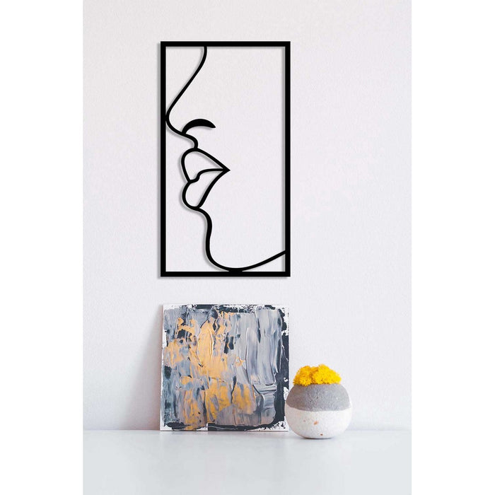 Decorazione in Metallo Viso 15, Nero, Metallo, 40x0,15x73 cm, DESIGN MANIA