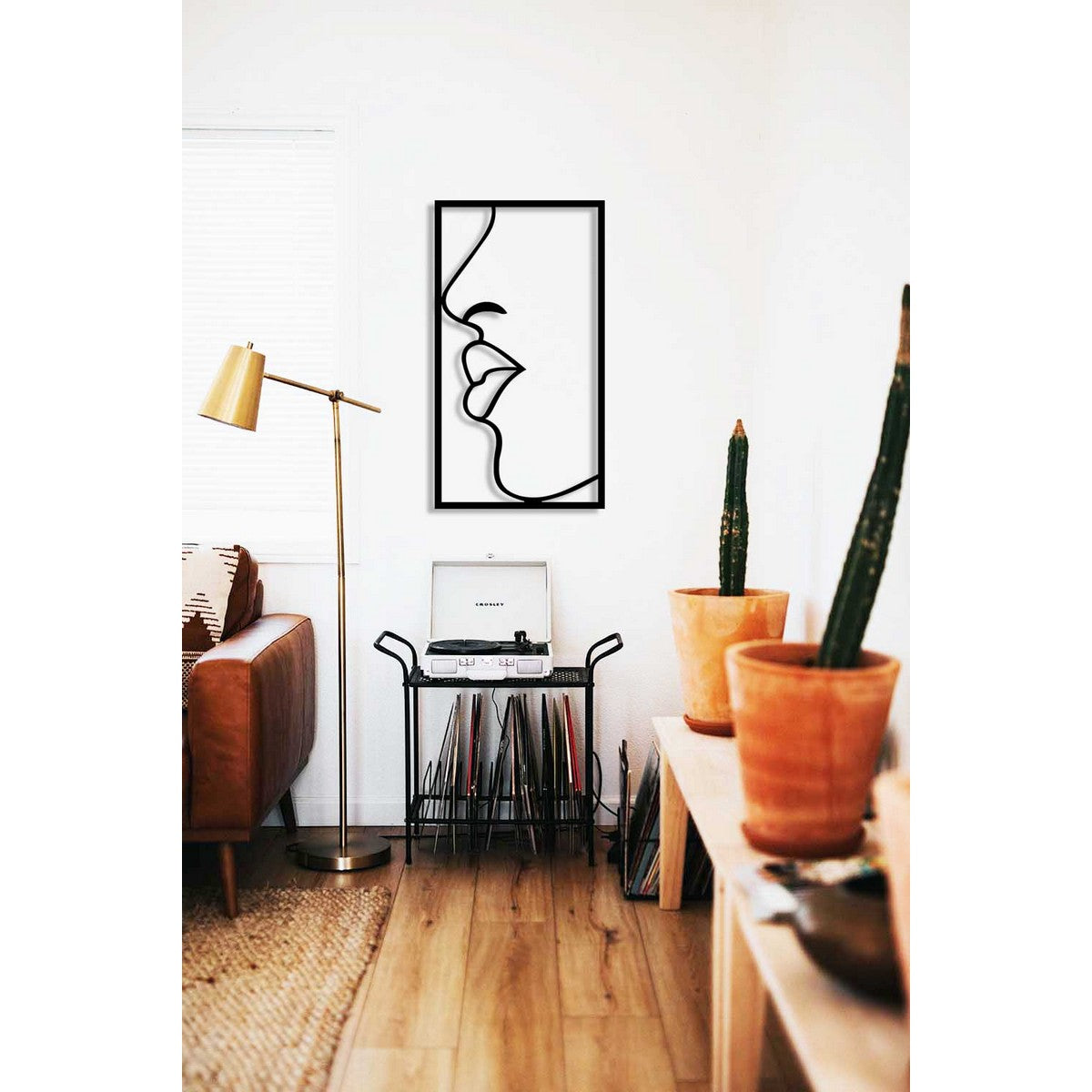 Decorazione in Metallo Viso 15, Nero, Metallo, 40x0,15x73 cm, DESIGN MANIA