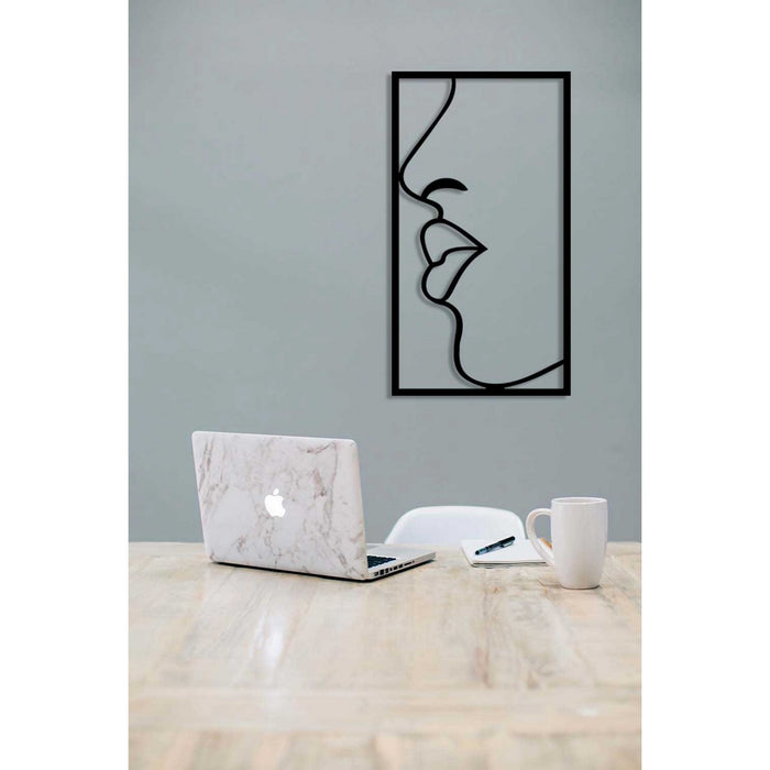 Decorazione in Metallo Viso 15, Nero, Metallo, 40x0,15x73 cm, DESIGN MANIA