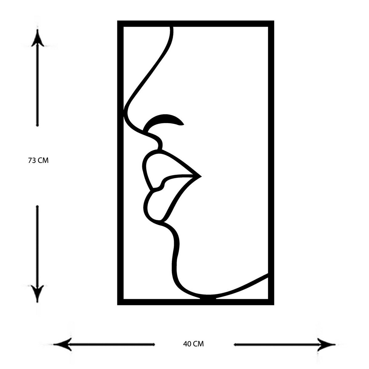 Decorazione in Metallo Viso 15, Nero, Metallo, 40x0,15x73 cm, DESIGN MANIA