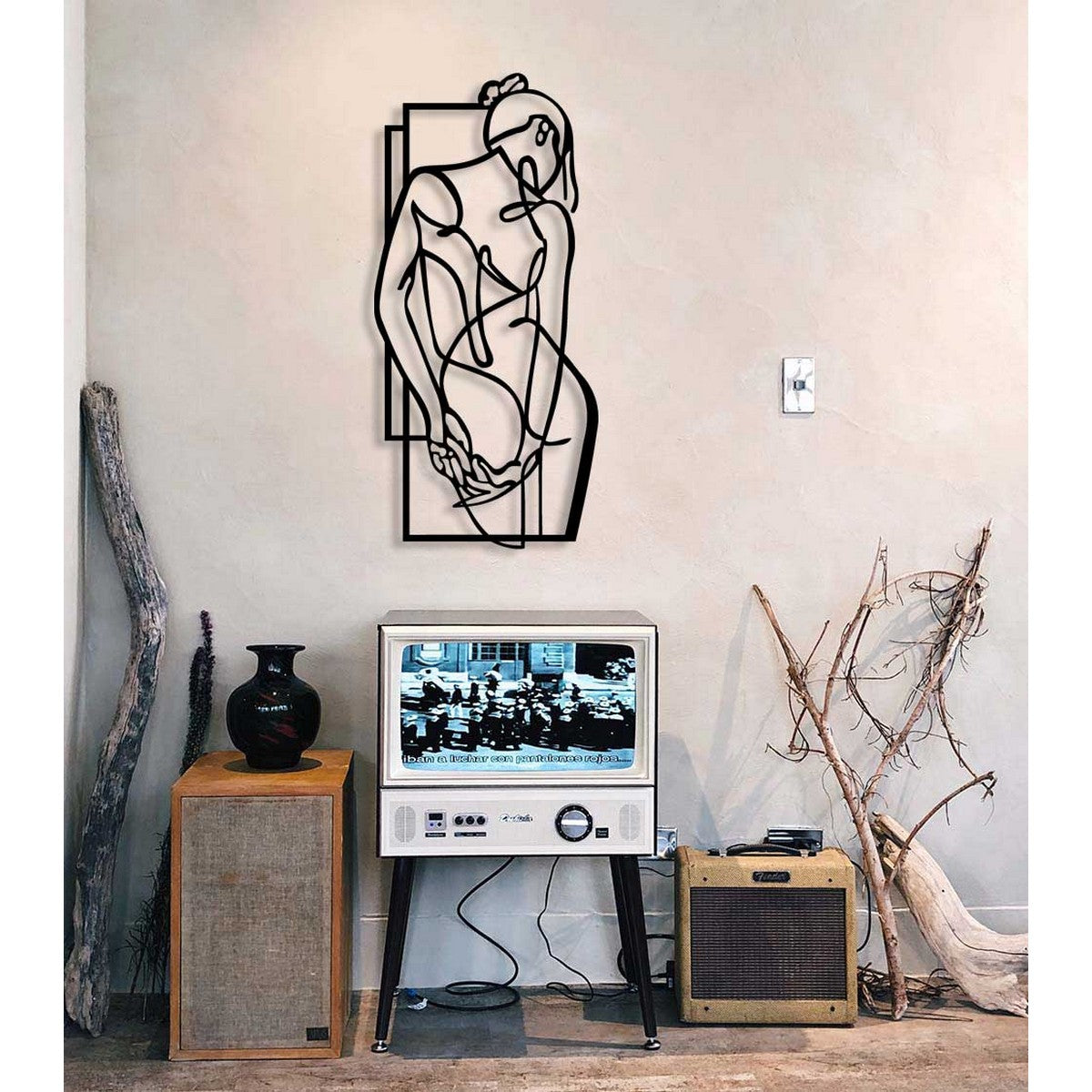 Decorazione in Metallo Donna 17, Nero, Metallo, 40x0,15x85 cm, DESIGN MANIA