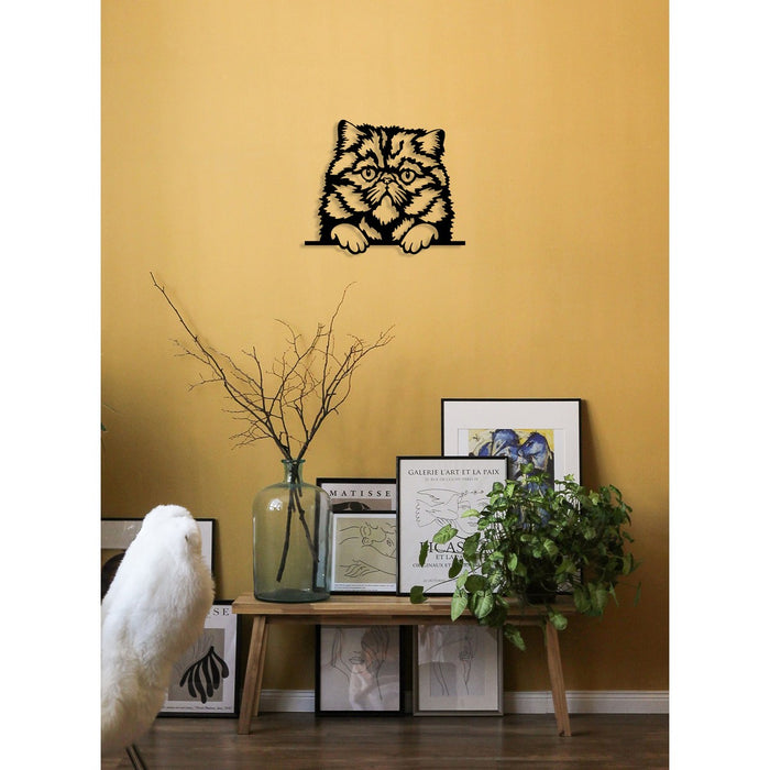 Decorazione in Metallo Gatto 7, Nero, Metallo, 48x0,15x40 cm, DESIGN MANIA