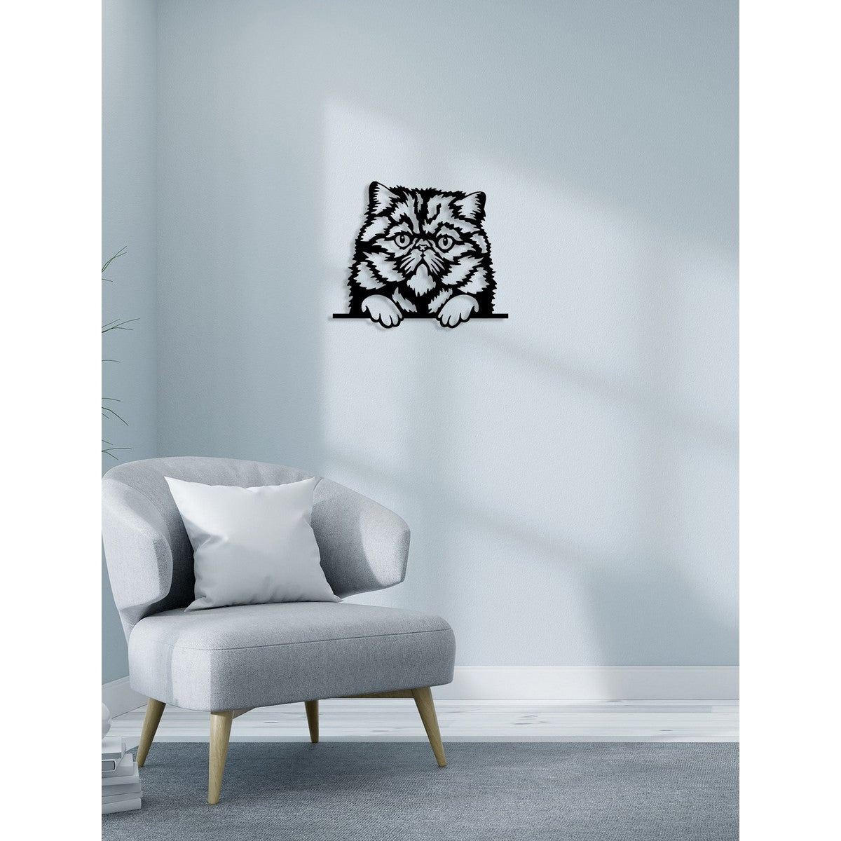 Decorazione in Metallo Gatto 7, Nero, Metallo, 48x0,15x40 cm, DESIGN MANIA