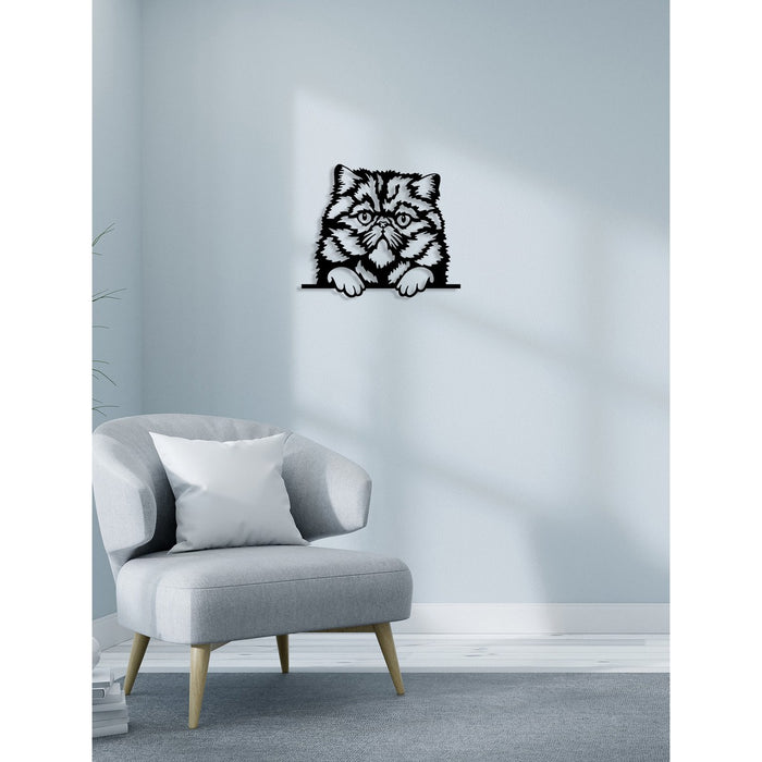 Decorazione in Metallo Gatto 7, Nero, Metallo, 48x0,15x40 cm, DESIGN MANIA