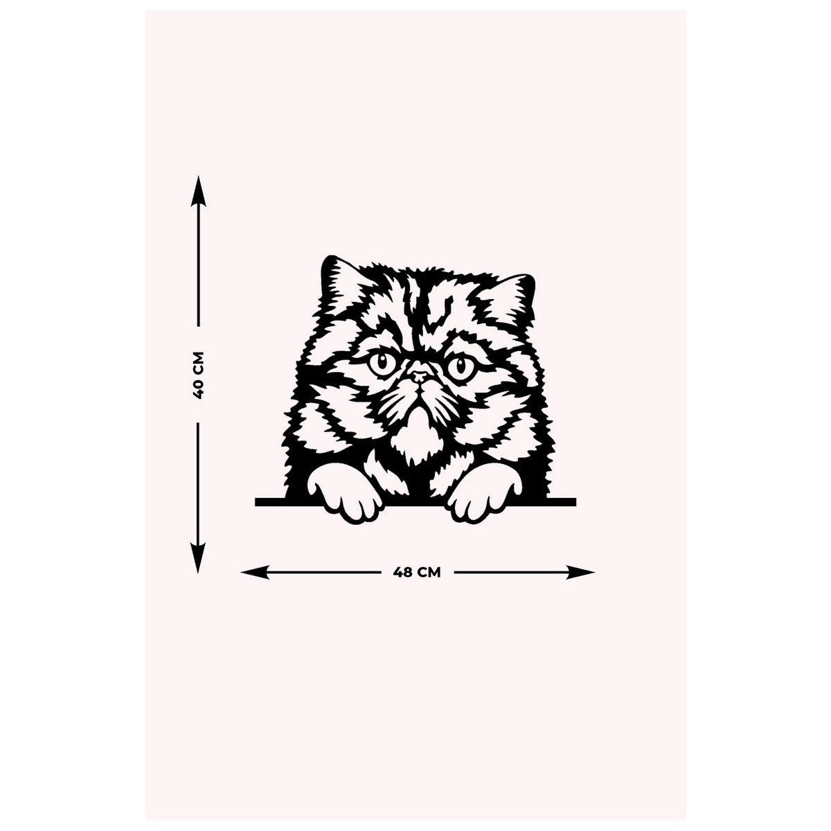 Decorazione in Metallo Gatto 7, Nero, Metallo, 48x0,15x40 cm, DESIGN MANIA