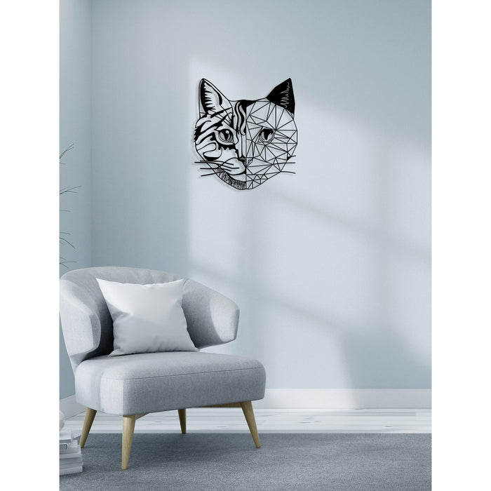 Decorazione in Metallo Gatto 33, Nero, Metallo, 47x0,15x50 cm, DESIGN MANIA