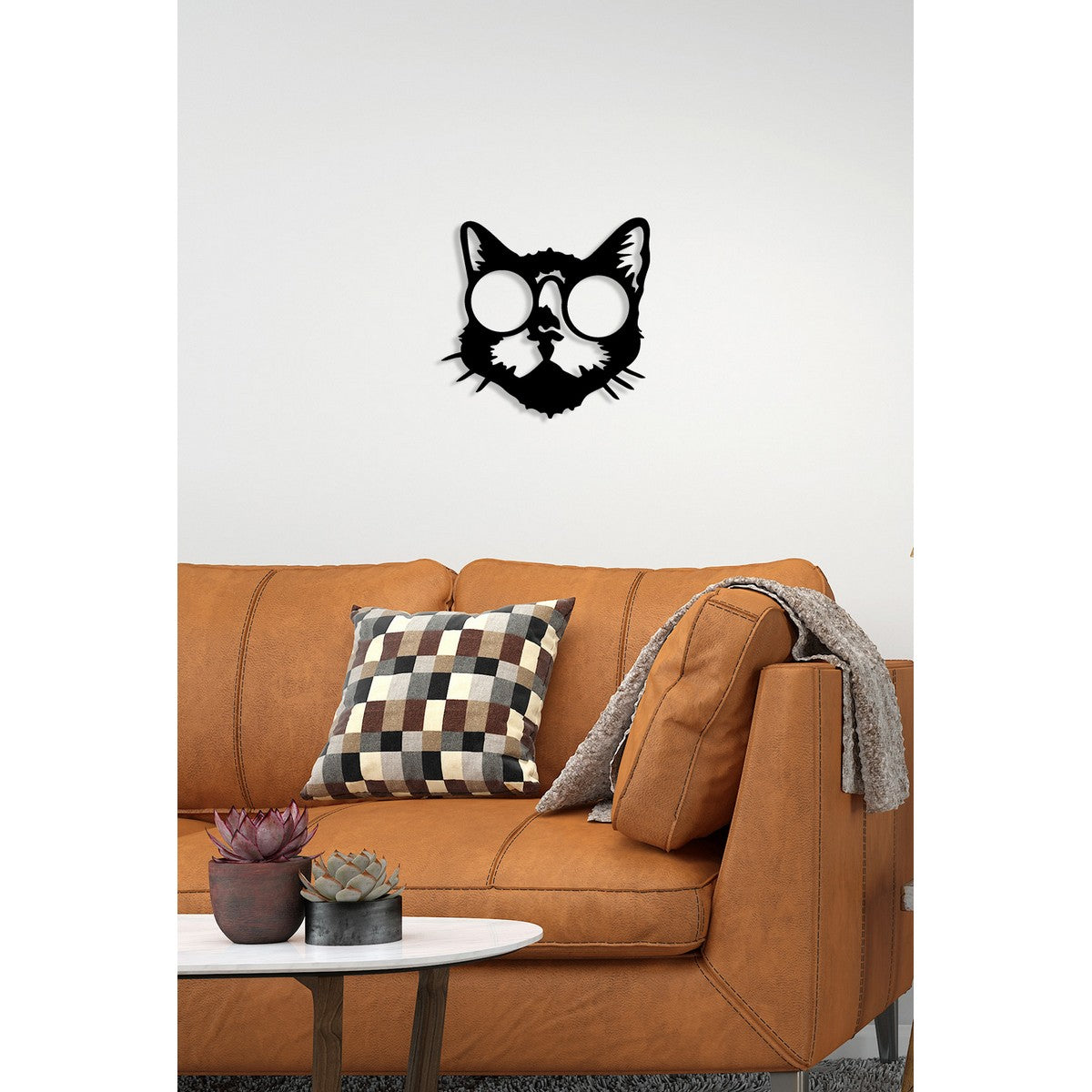 Decorazione in Metallo Gatto 61, Nero, Metallo, 42x0,15x41 cm, DESIGN MANIA