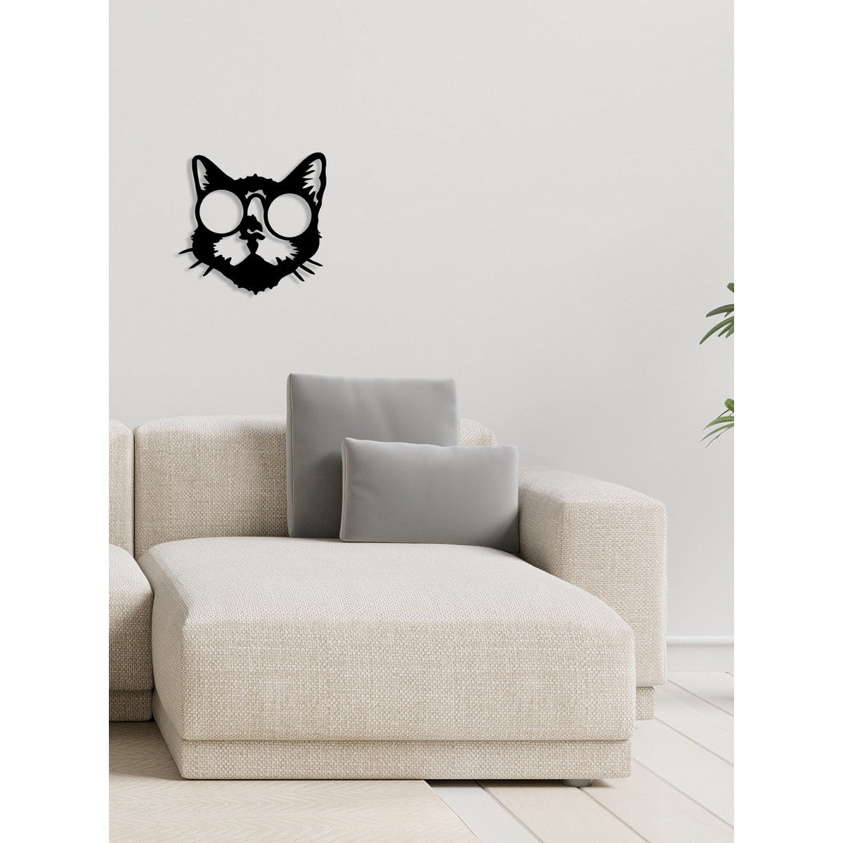 Decorazione in Metallo Gatto 61, Nero, Metallo, 42x0,15x41 cm, DESIGN MANIA