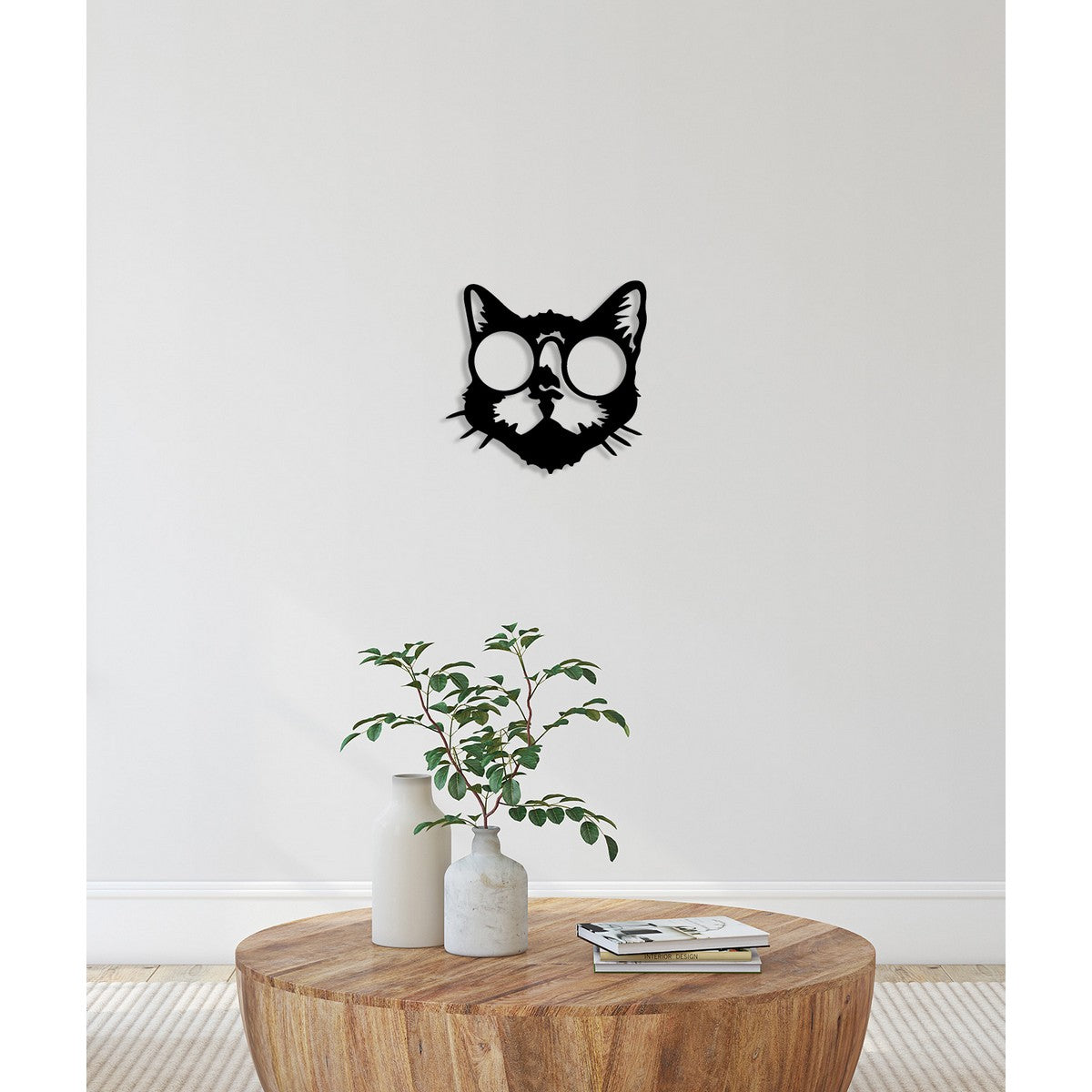 Decorazione in Metallo Gatto 61, Nero, Metallo, 42x0,15x41 cm, DESIGN MANIA