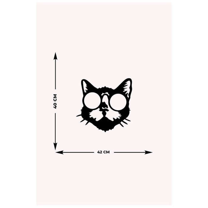 Decorazione in Metallo Gatto 61, Nero, Metallo, 42x0,15x41 cm, DESIGN MANIA