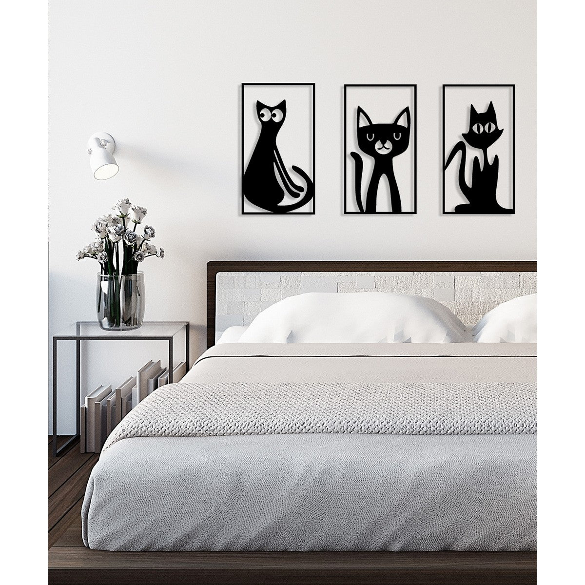 Decorazione in Metallo Gatto 70, Nero, Metallo, 120x0,15x72 cm, DESIGN MANIA