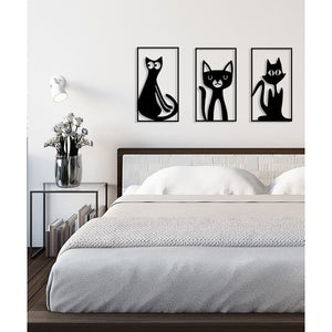 Decorazione in Metallo Gatto 70, Nero, Metallo, 120x0,15x72 cm, DESIGN MANIA