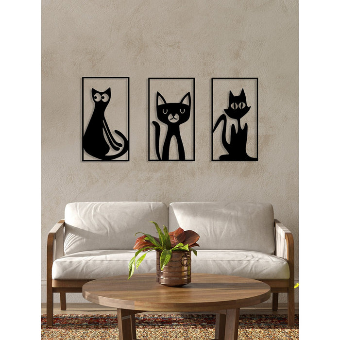 Decorazione in Metallo Gatto 70, Nero, Metallo, 120x0,15x72 cm, DESIGN MANIA