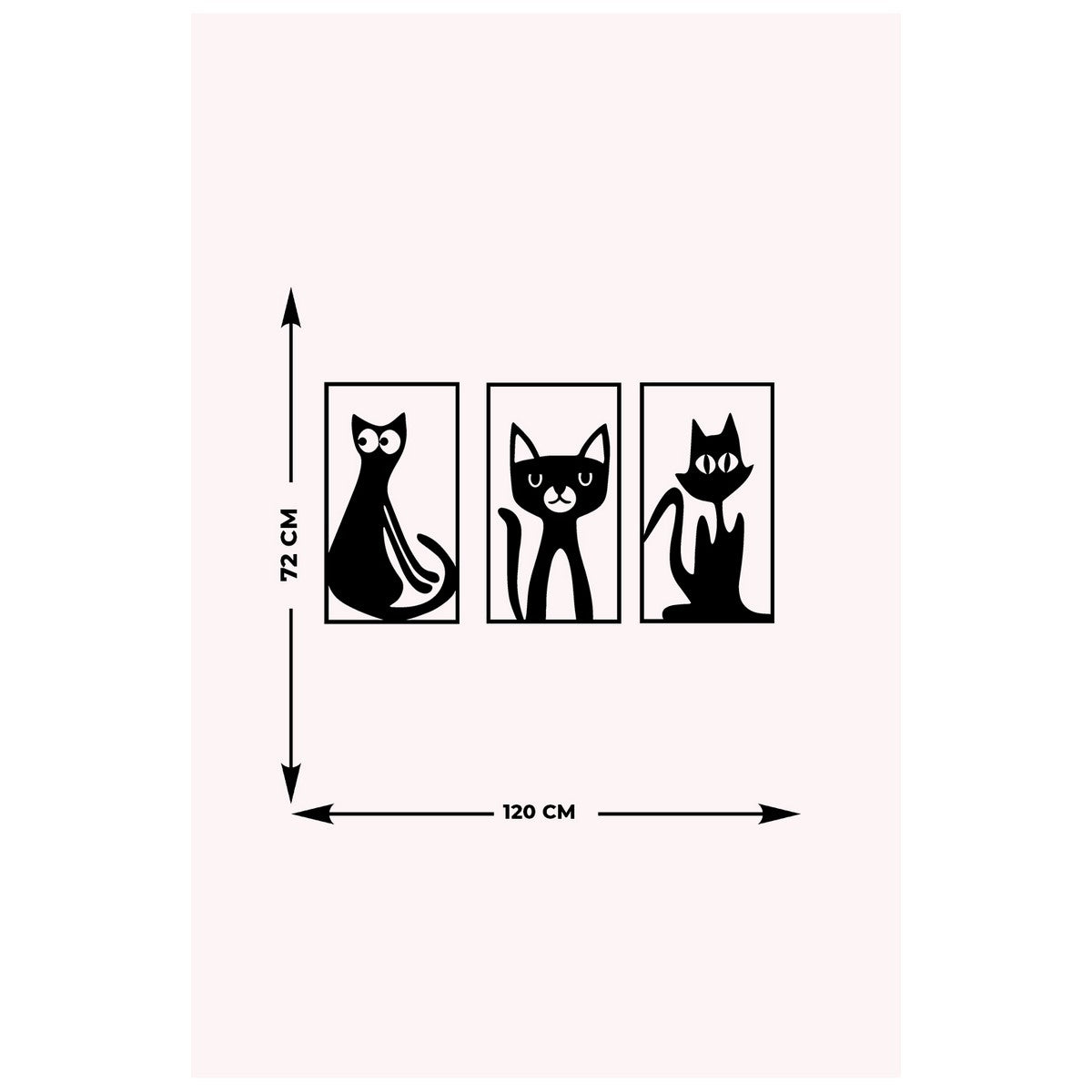 Decorazione in Metallo Gatto 70, Nero, Metallo, 120x0,15x72 cm, DESIGN MANIA