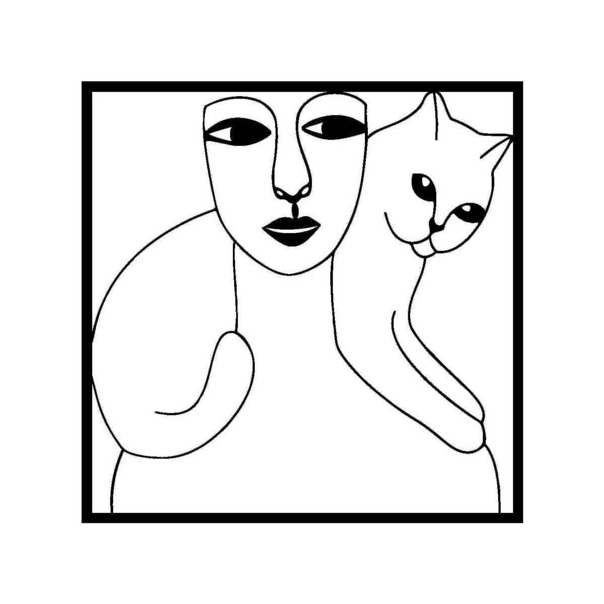 Decorazione in Metallo Gatto 74, Nero, Metallo, 55x0,15x55 cm cm, DESIGN MANIA