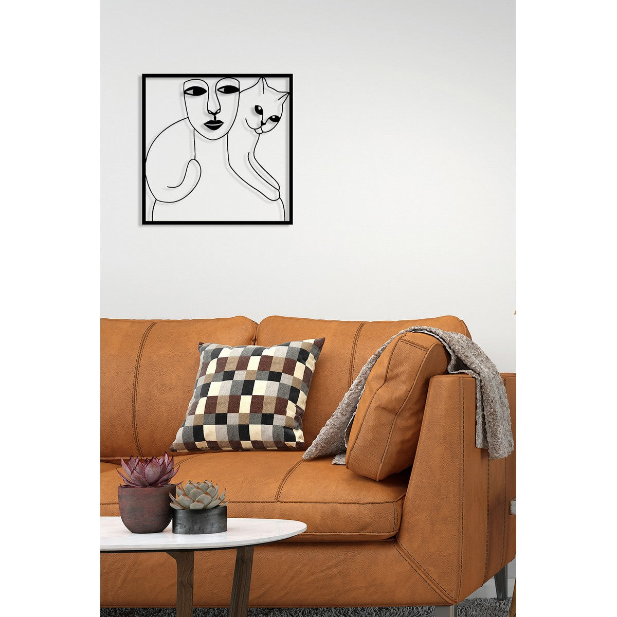 Decorazione in Metallo Gatto 74, Nero, Metallo, 55x0,15x55 cm cm, DESIGN MANIA