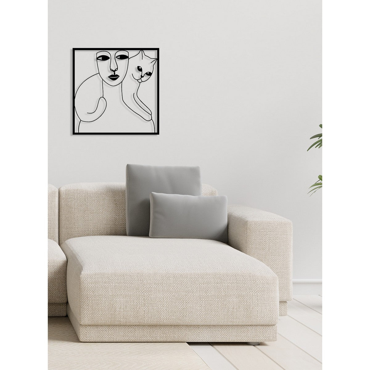 Decorazione in Metallo Gatto 74, Nero, Metallo, 55x0,15x55 cm cm, DESIGN MANIA