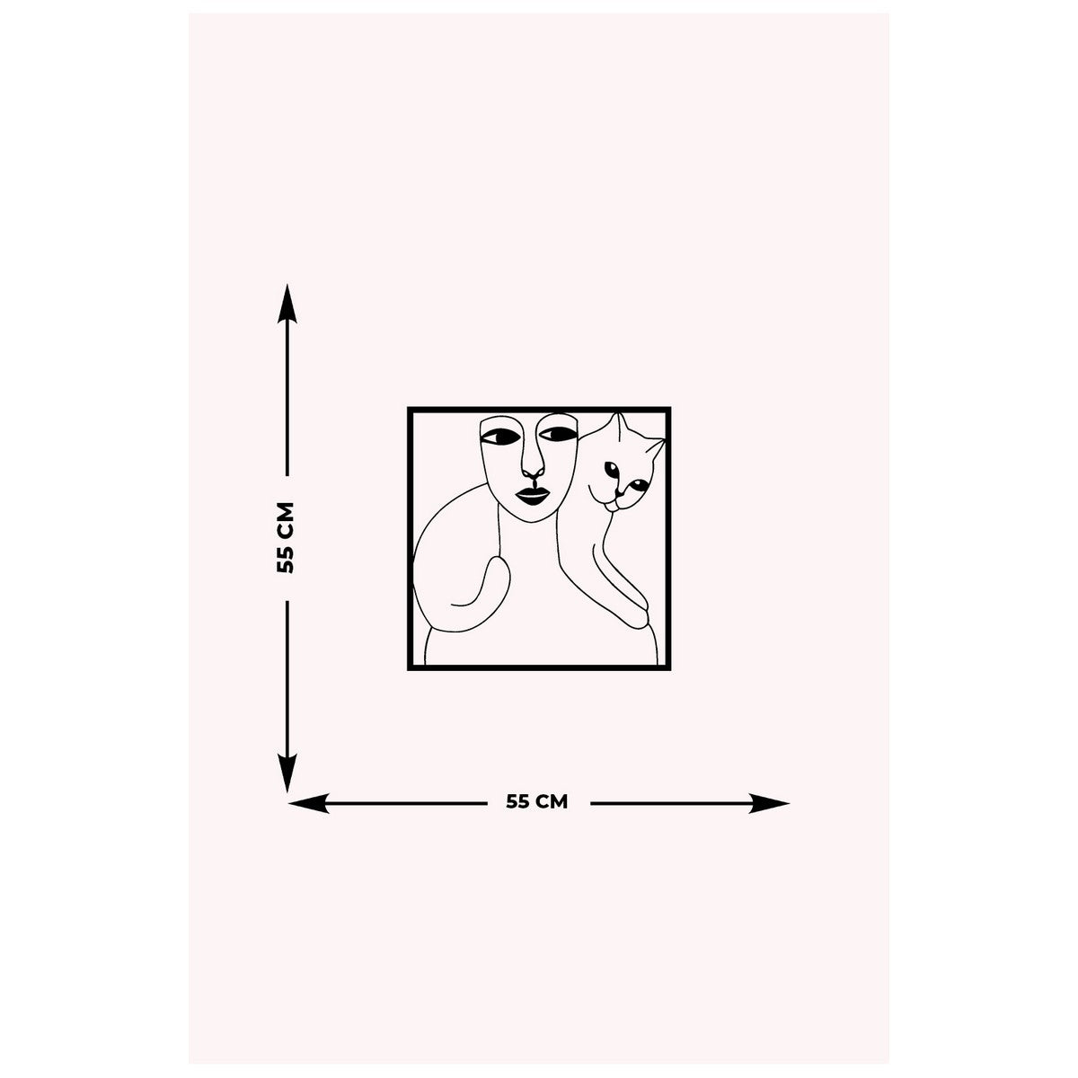 Decorazione in Metallo Gatto 74, Nero, Metallo, 55x0,15x55 cm cm, DESIGN MANIA