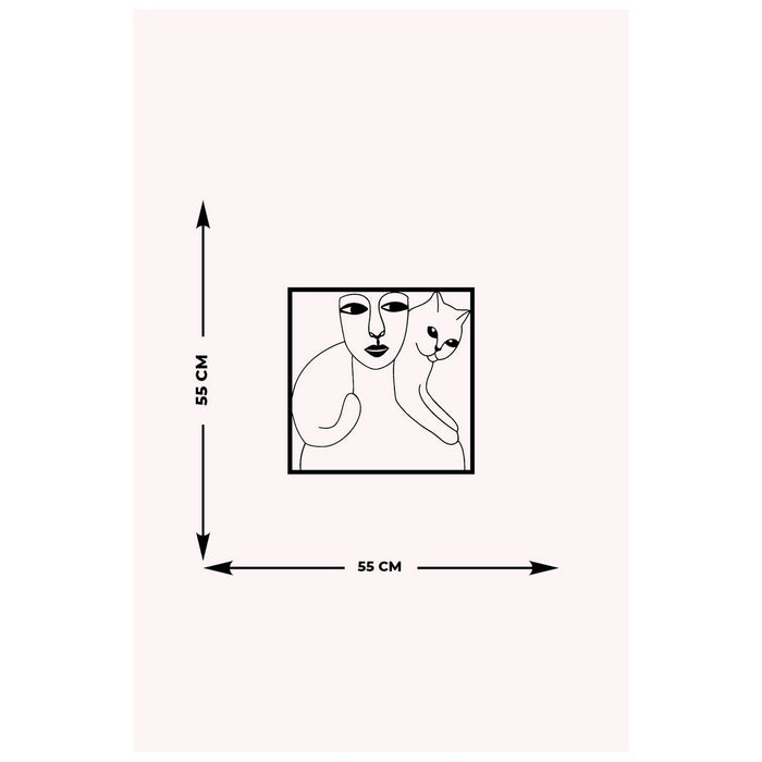 Decorazione in Metallo Gatto 74, Nero, Metallo, 55x0,15x55 cm cm, DESIGN MANIA