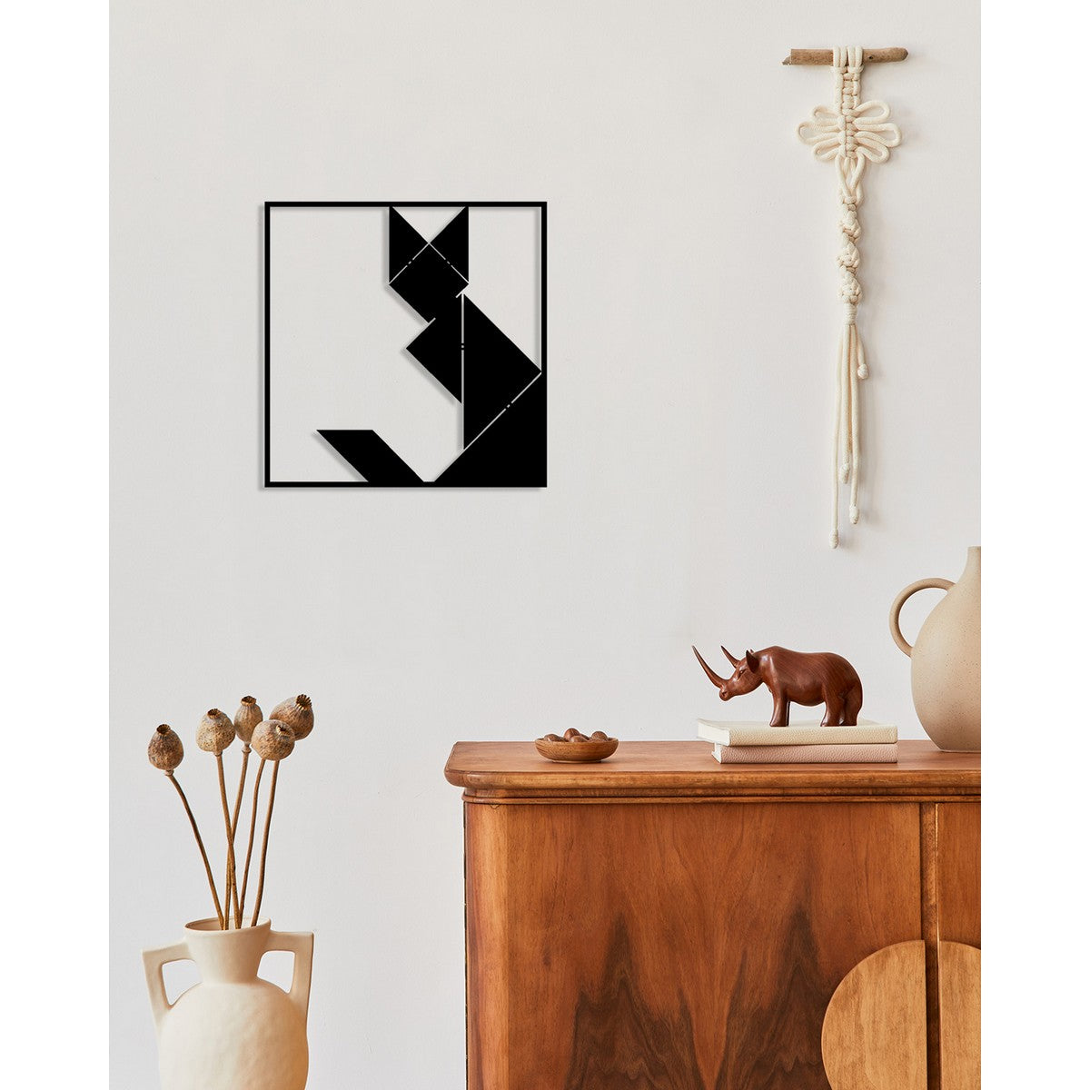 Decorazione in Metallo Gatto 80, Nero, Metallo, 60x0,15x61 cm, DESIGN MANIA