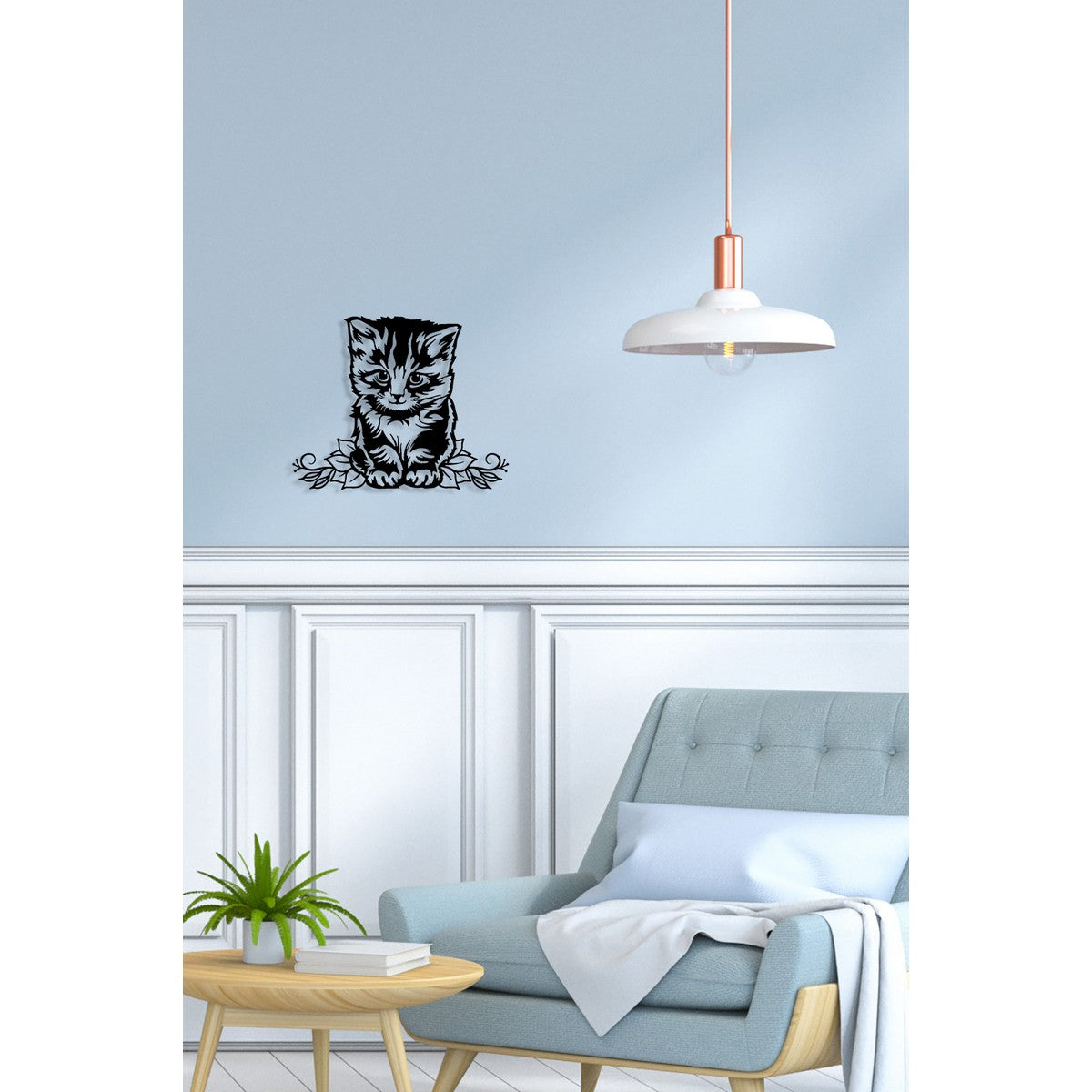 Decorazione in Metallo Gatto 91, Nero, Metallo, 50x0,15x40 cm, DESIGN MANIA