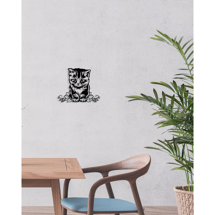 Decorazione in Metallo Gatto 91, Nero, Metallo, 50x0,15x40 cm, DESIGN MANIA