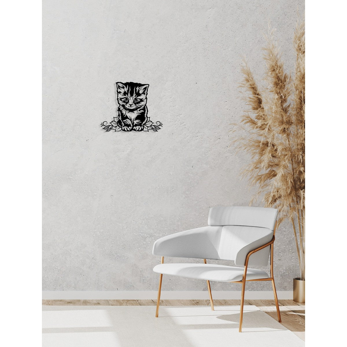 Decorazione in Metallo Gatto 91, Nero, Metallo, 50x0,15x40 cm, DESIGN MANIA