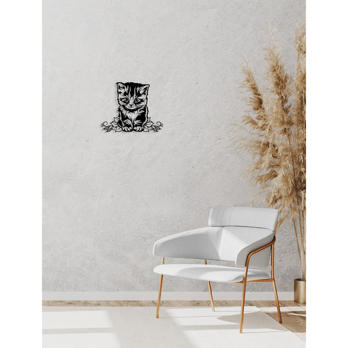 Decorazione in Metallo Gatto 91, Nero, Metallo, 50x0,15x40 cm, DESIGN MANIA