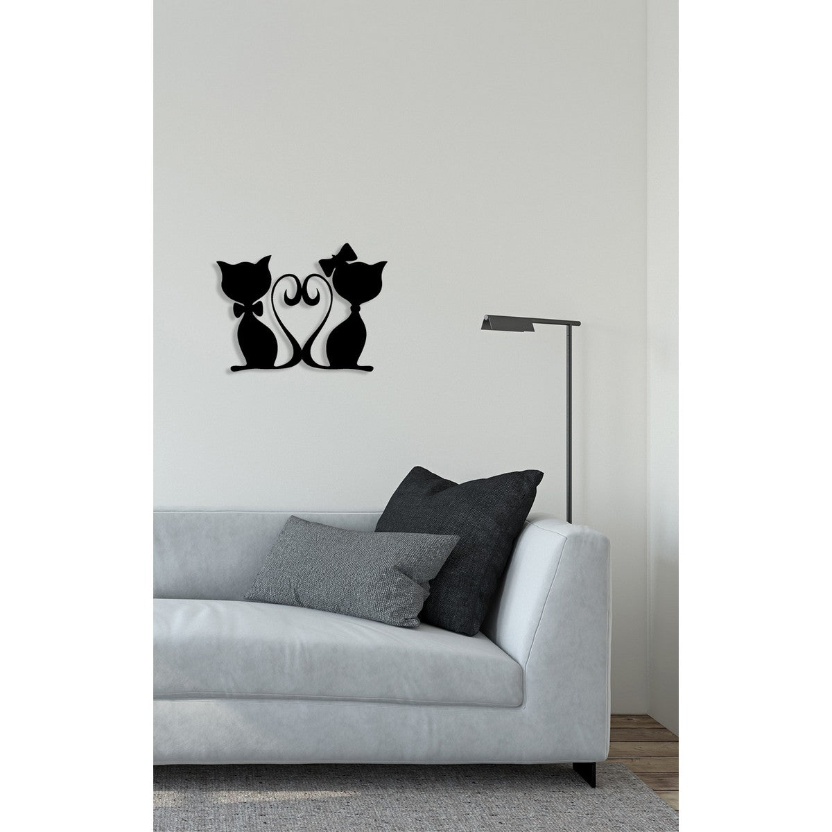 Decorazione in Metallo Gatto 94, Nero, Metallo, 53x0,15x40 cm, DESIGN MANIA