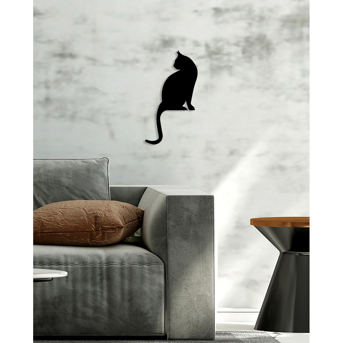 Decorazione in Metallo Gatto 141, Nero, Metallo, 30x0,15x54 cm, DESIGN MANIA