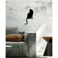 Decorazione in Metallo Gatto 141, Nero, Metallo, 30x0,15x54 cm, DESIGN MANIA