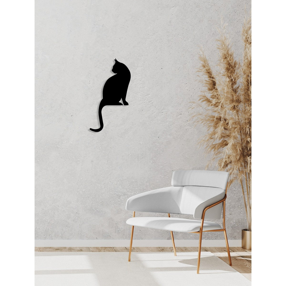 Decorazione in Metallo Gatto 141, Nero, Metallo, 30x0,15x54 cm, DESIGN MANIA