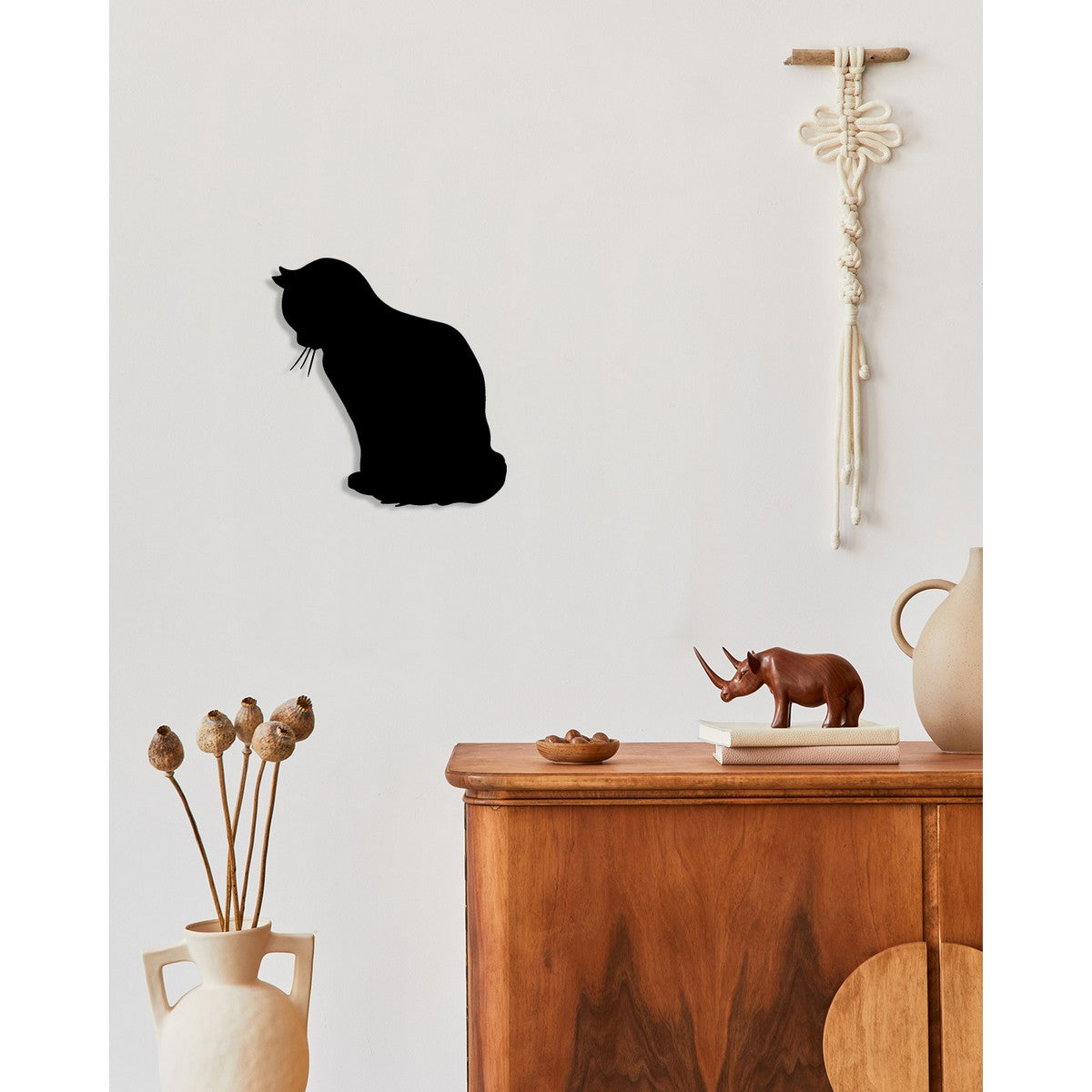 Decorazione in Metallo Gatto 153, Nero, Metallo, 38x0,15x40 cm, DESIGN MANIA