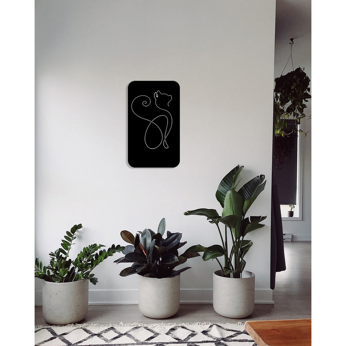 Decorazione in Metallo Gatto 155, Nero, Metallo, 36x0,15x60 cm, DESIGN MANIA