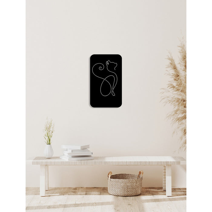 Decorazione in Metallo Gatto 155, Nero, Metallo, 36x0,15x60 cm, DESIGN MANIA