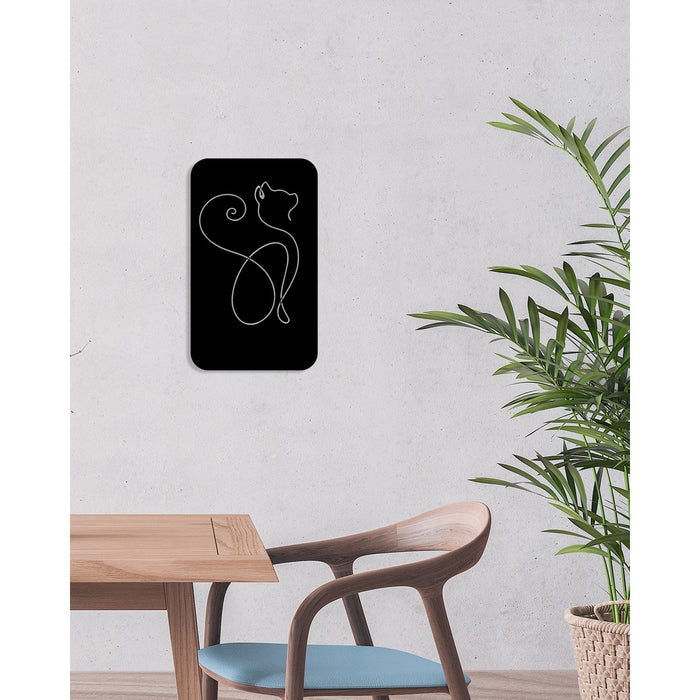 Decorazione in Metallo Gatto 155, Nero, Metallo, 36x0,15x60 cm, DESIGN MANIA