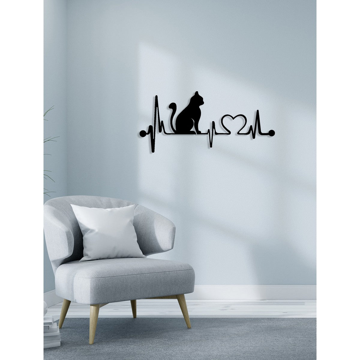 Decorazione in Metallo Gatto 157, Nero, Metallo, 66x0,15x30 cm, DESIGN MANIA