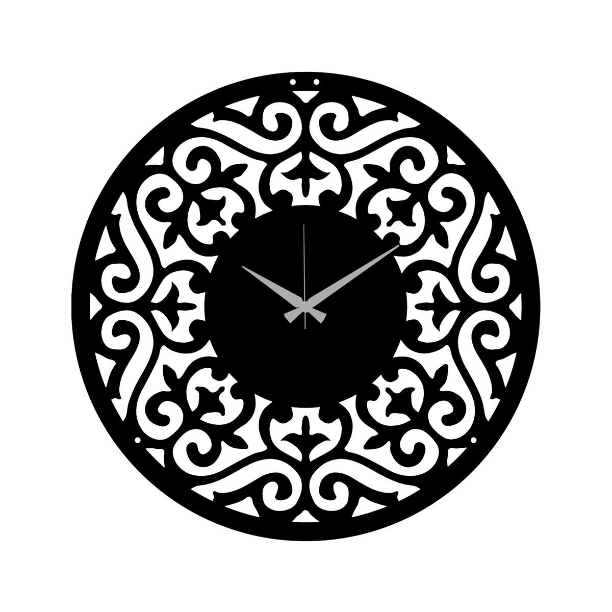 Orologio da Parete Barocco, Nero, Metallo, 50x0,15x50 cm, DESIGN MANIA