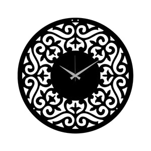 Orologio da Parete Barocco, Nero, Metallo, 50x0,15x50 cm, DESIGN MANIA