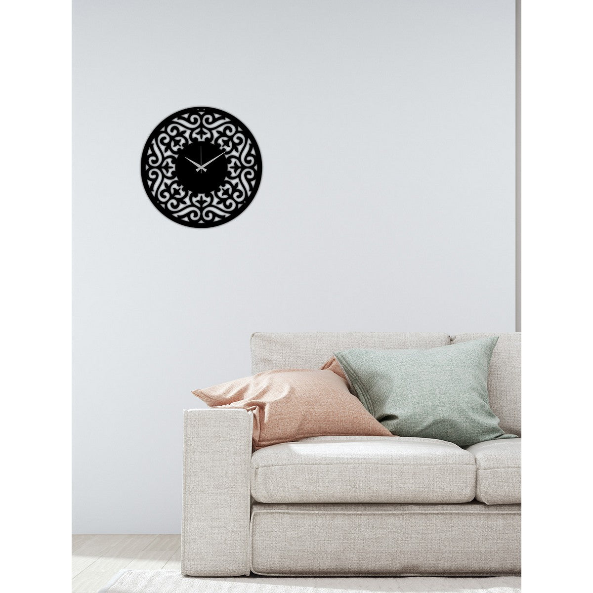 Orologio da Parete Barocco, Nero, Metallo, 50x0,15x50 cm, DESIGN MANIA