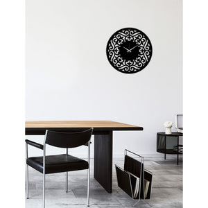 Orologio da Parete Barocco, Nero, Metallo, 50x0,15x50 cm, DESIGN MANIA